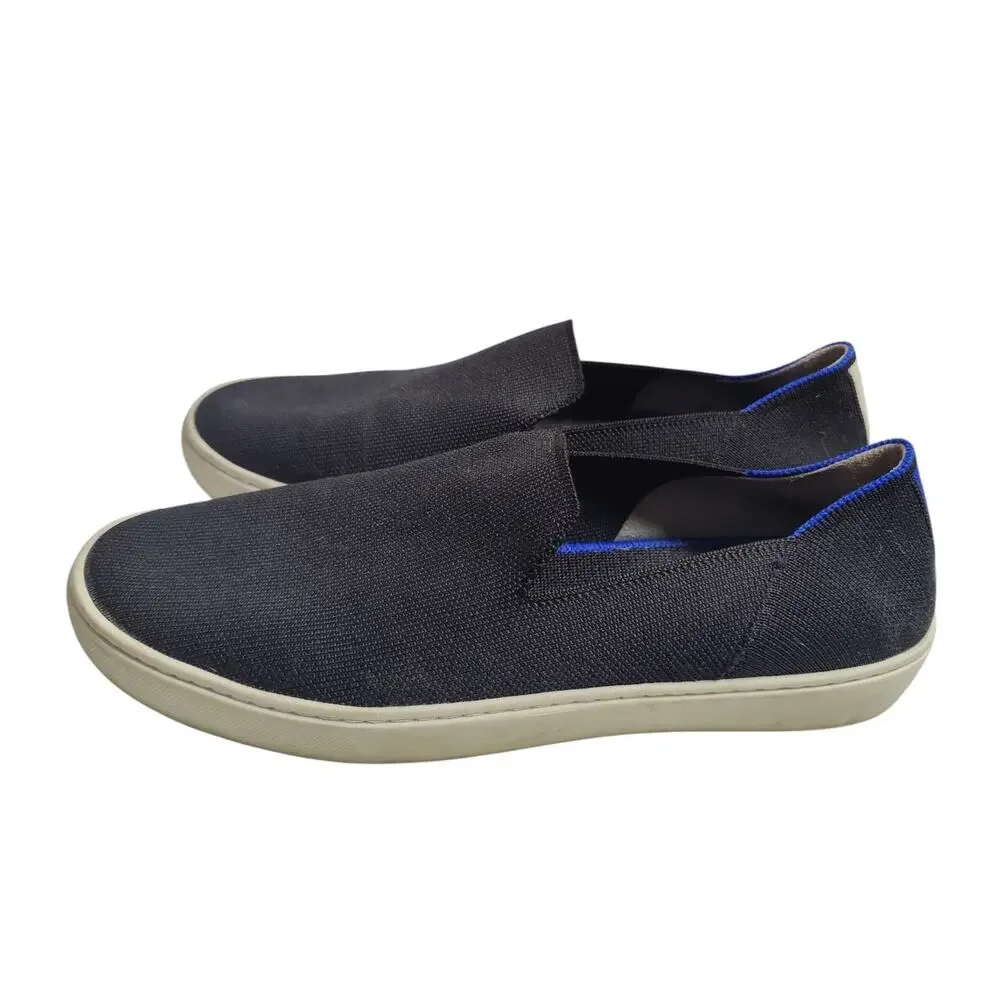 Rothys Women's Sz 10 Black Blue Original Slip On Sneakers Washable Recycled